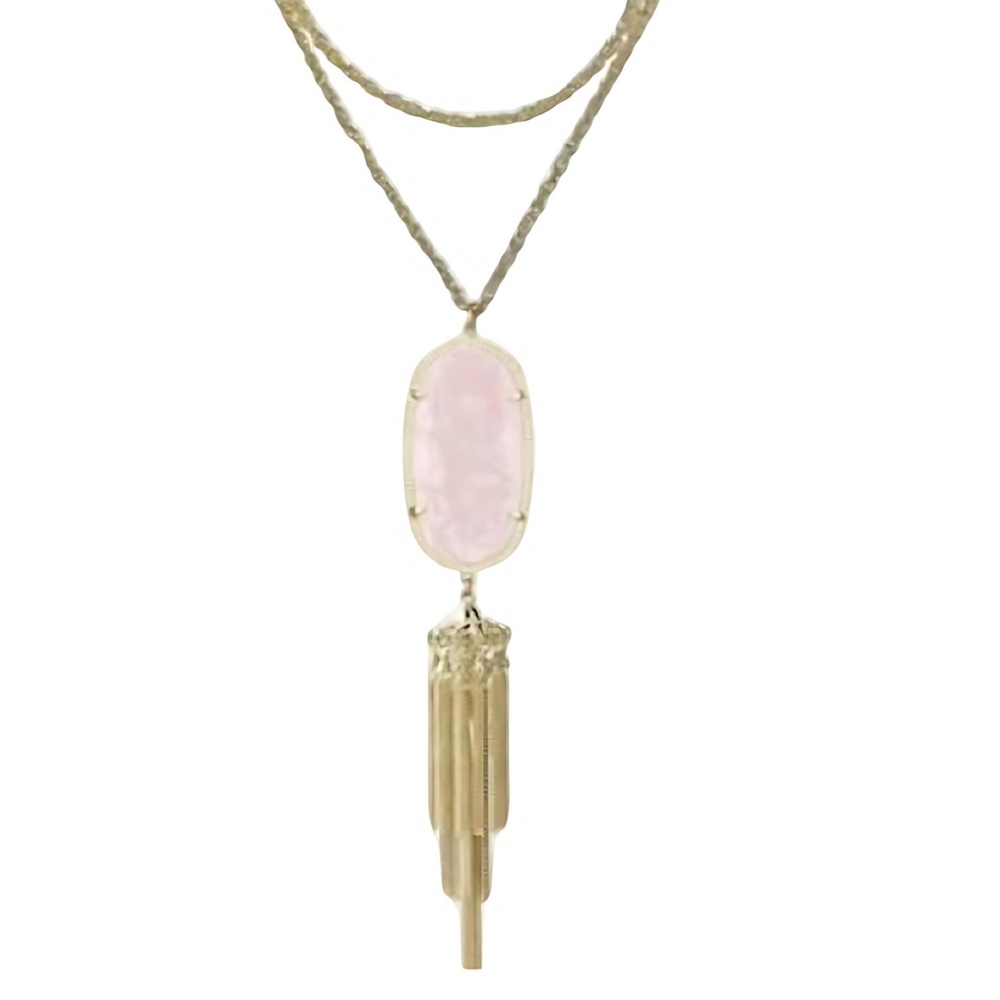 KENDRA SCOTT • Gold Rayne Rose Quartz Tassel Necklace